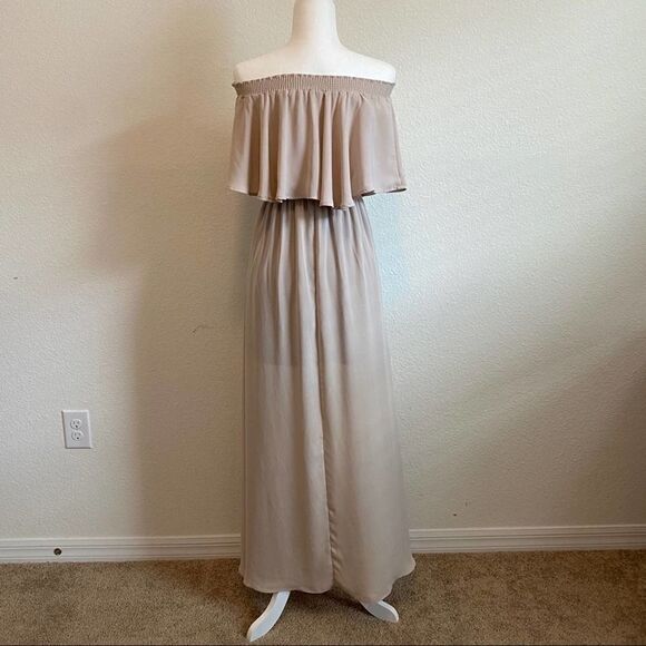 𝅺show me your Mumu Nude Hacienda Boho Convertible Bridesmaid Maxi Dress Small - Picture 5 of 13